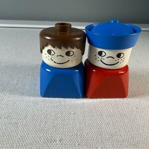 Fisher-Price Vintage Chubby Head Figures in Blue, Red & Brown